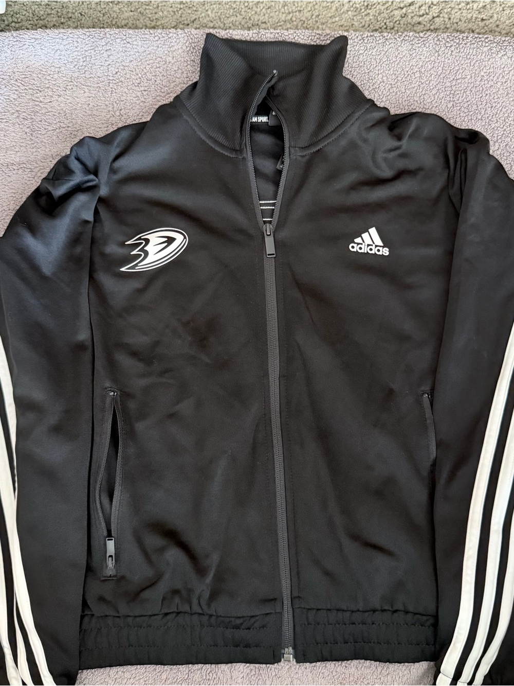 Adidas Womens Ducks Black Full-Zip Track Jacket